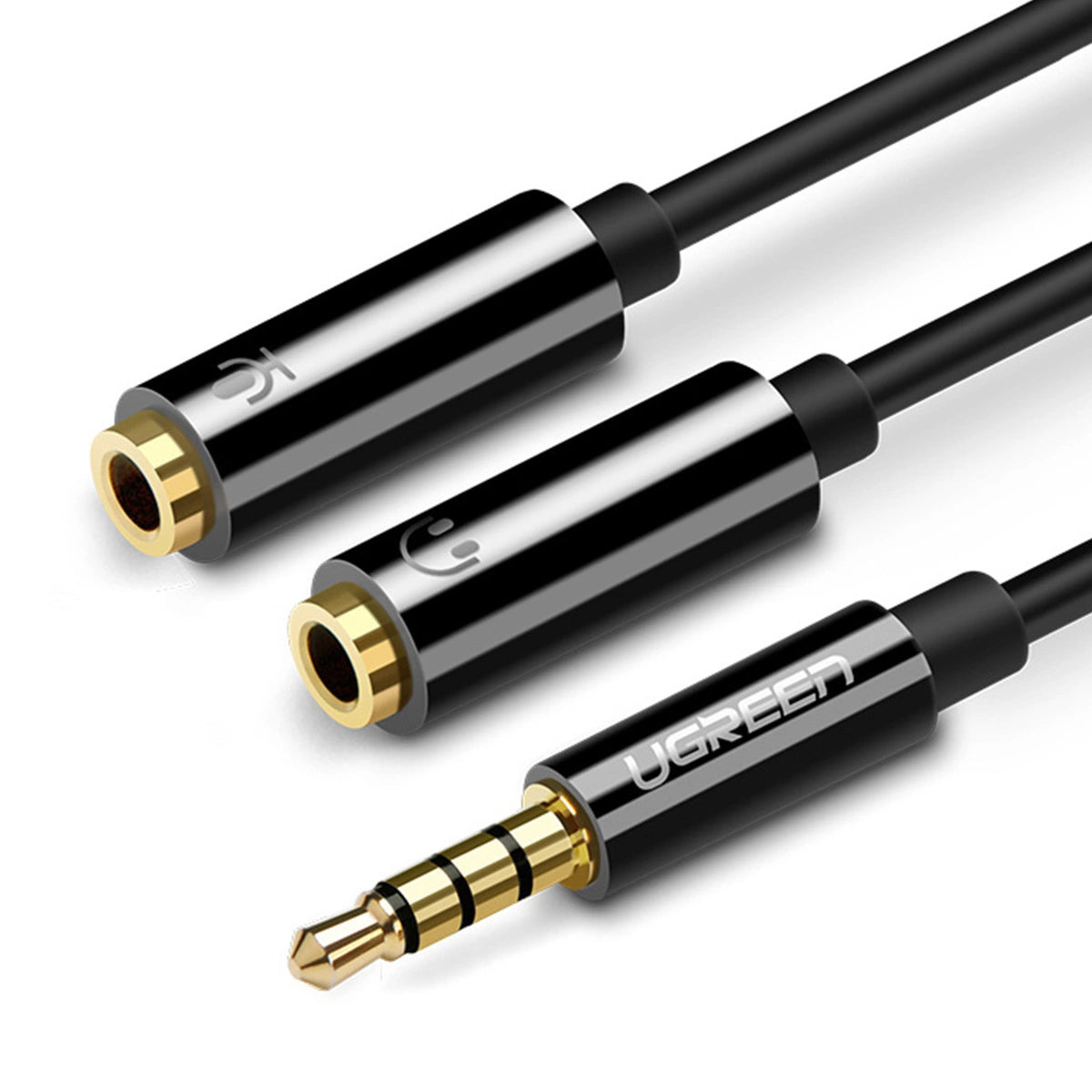 3.5mm Audio Adapter - 2 x 3.5mm UGREEN AV141, 0.2m, Black