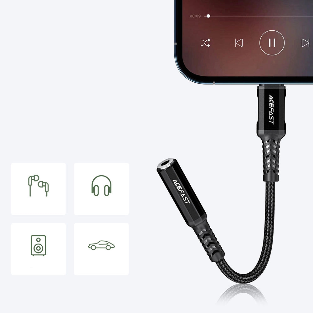 Lightning Audio Adapter - 3.5mm Acefast C1-05, Black