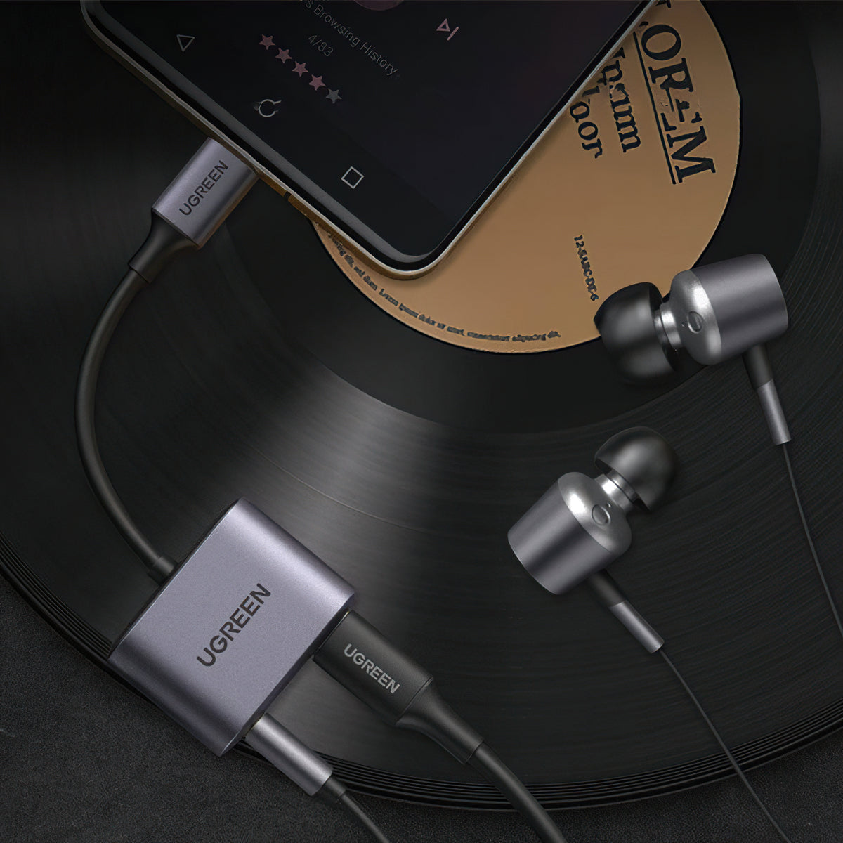 USB-C to 3.5mm / USB-C UGREEN CM231 Audio Adapter, Gray