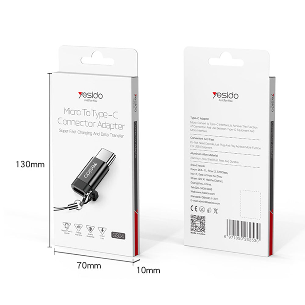 MicroUSB - USB-C Data and Charging Adapter Yesido GS04, Black