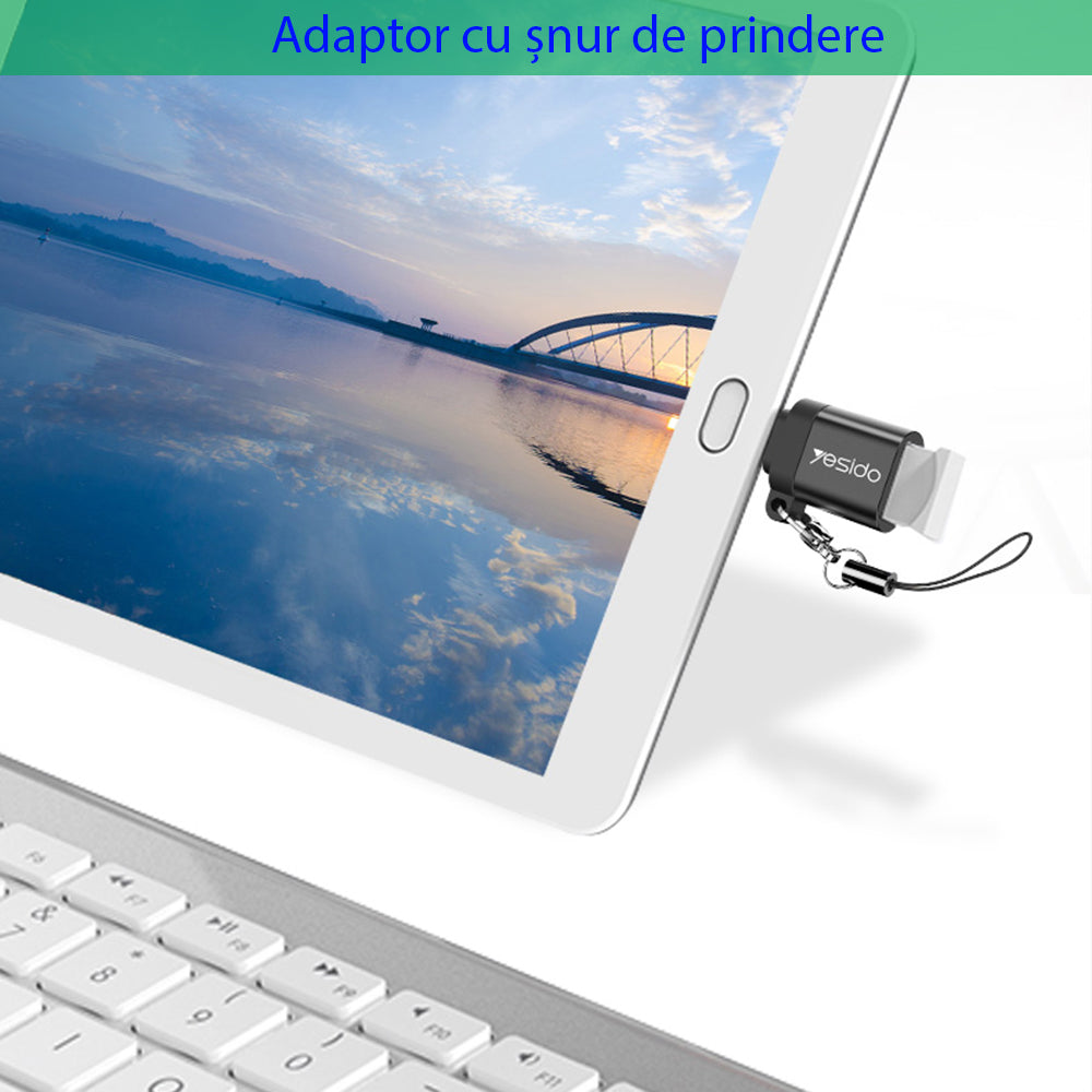 OTG USB-C to USB-A Adapter Yesido GS06, Black