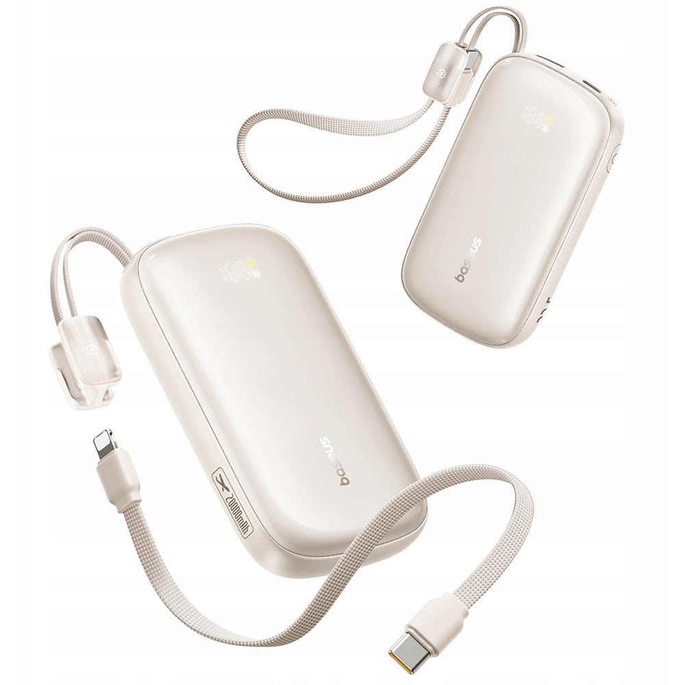 Baseus EnerFill FC21 Qpow 3 Ultra External Battery, 20000mAh, 45W, QC + PD, 1 x USB-A - 1 x USB-C, Beige E0027P01