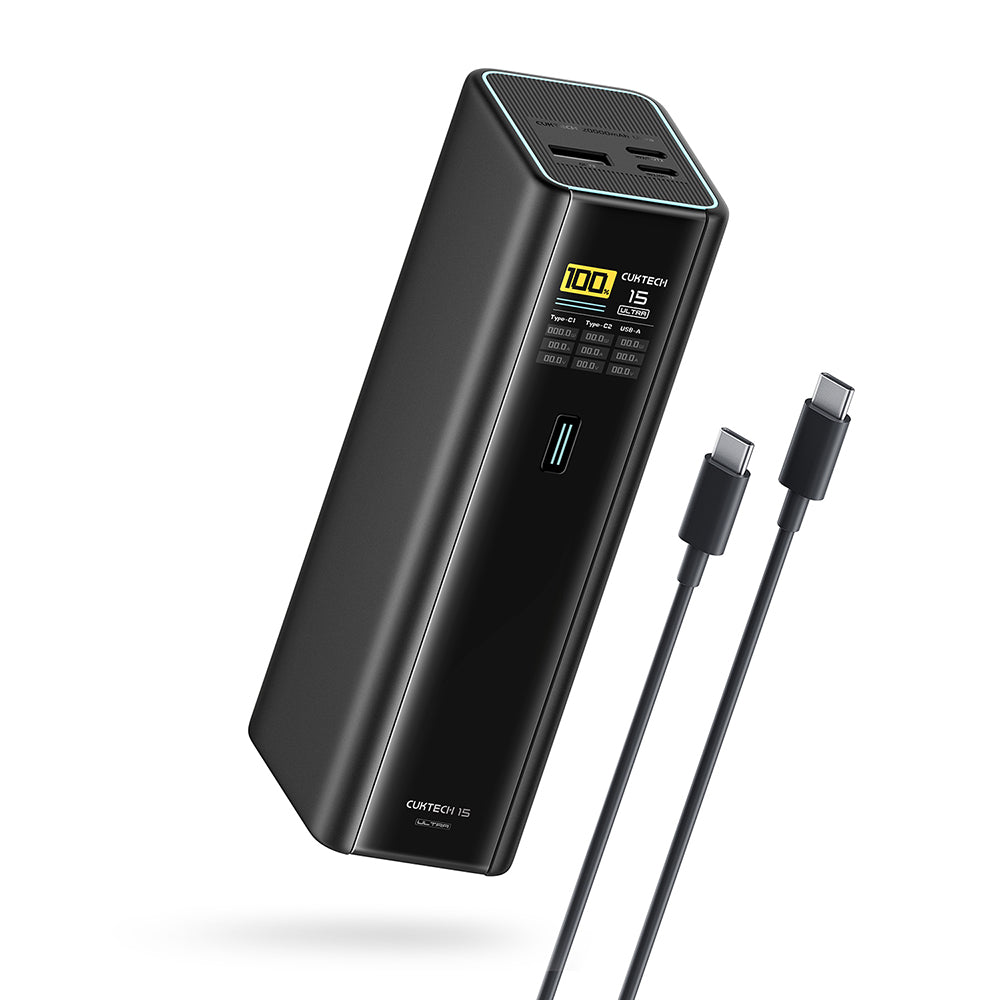 Cuktech PB200U Power Bank, 20000mAh, 210W, QC + PD, 1 x USB-A - 2 x USB-C, White CKPB200UGLGR