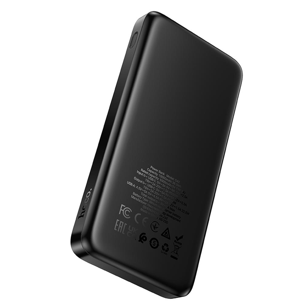 HOCO Q42 External Battery, 10000mAh, 30W, QC + PD, 1 x USB-A - 1 x USB-C, Black