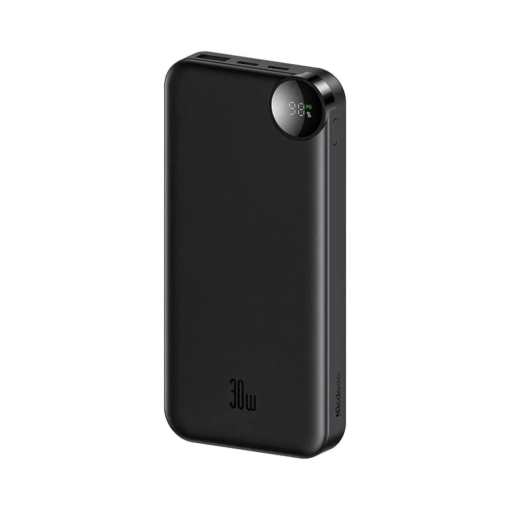 McDodo MC-3850 External Battery Display, 10000mAh, 30W, QC + PD, 1 x USB-A - 2 x USB-C, Black