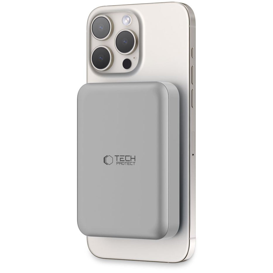 External Wireless Battery Tech-Protect PB11 LifeMag, 10000mAh, 15W, PD + FQI, 1 x QI - 1 x USB-C, Grey