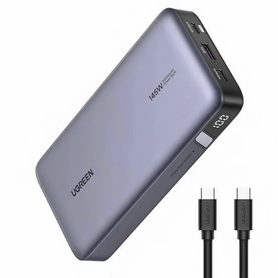 UGREEN PB205 External Battery, 25000mAh, 145W, QC + PD, 1 x USB-A - 2 x USB-C, Gray