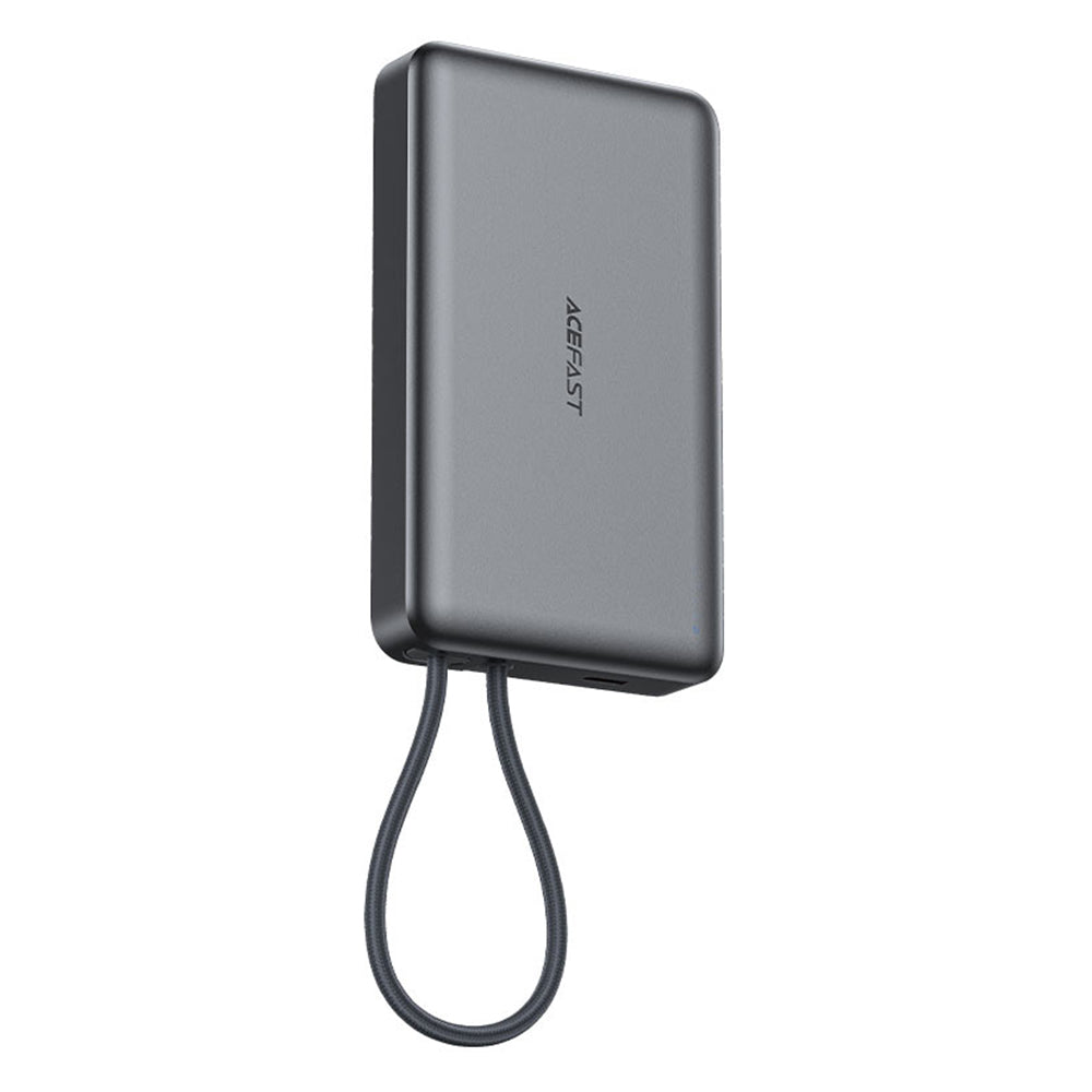 Acefast M18 Wireless External Battery, 10000mAh, 22.5W, PD + FQI, 1 x QI - 2 x USB-C, Black