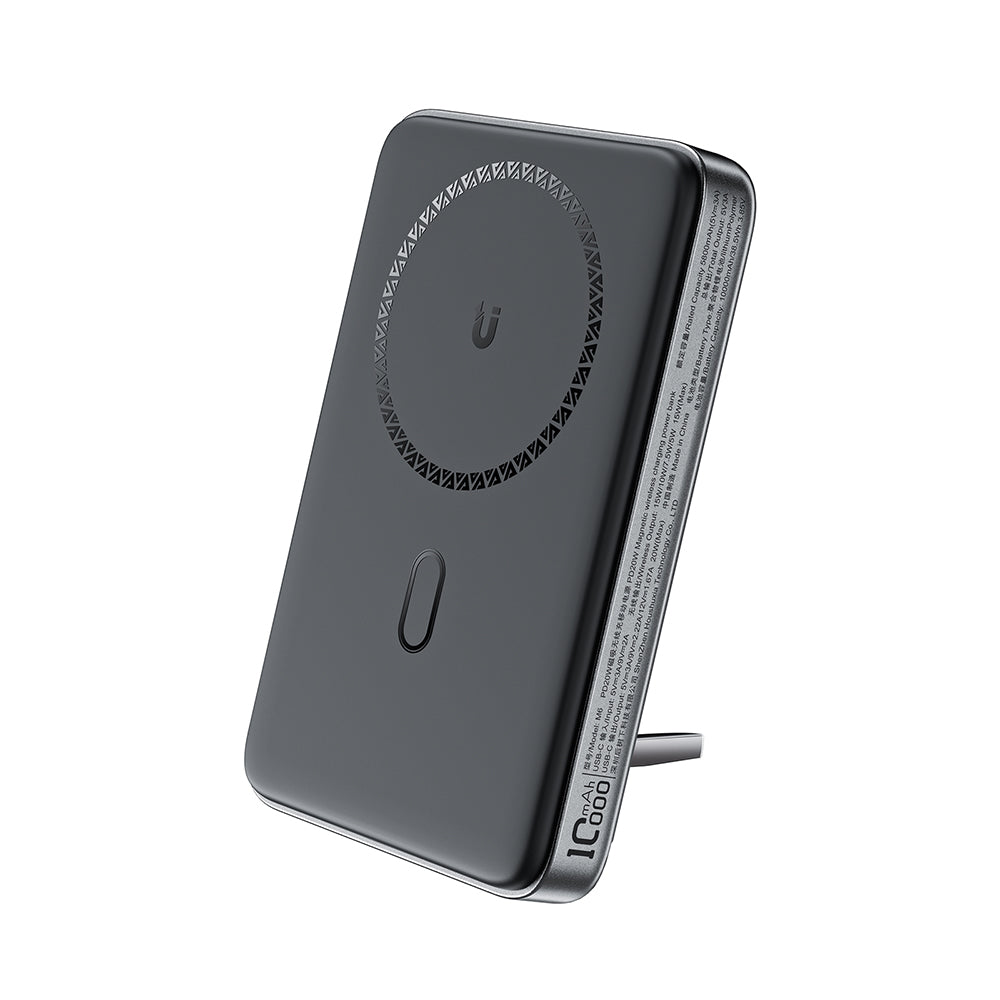 Acefast M6 Wireless External Battery, 10000mAh, 20W, PD + FQI, 1 x QI - 1 x USB-C, Black