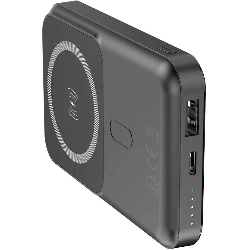 Forever MATB-100 Wireless External Battery, 10000mAh, 22.5W, QC + PD + FQI, 1 x QI - 1 x USB-A - 1 x USB-C, Black