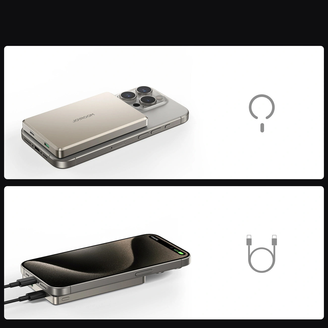 Joyroom JR-PBM08 Pro Wireless External Battery, 10000mAh, 22.5W, PD + FQI, 1 x QI - 2 x USB-C, Beige
