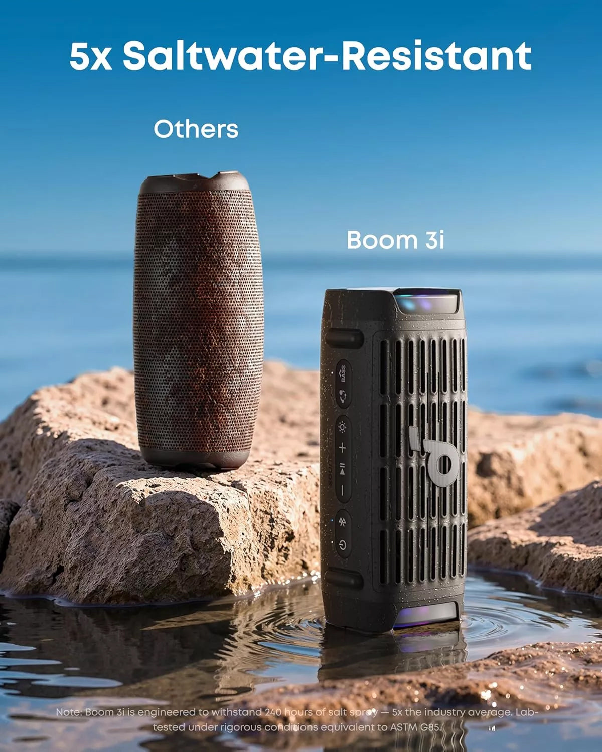 Anker SoundCore Boom 3i Portable Bluetooth Speaker, 50W, RGB, Waterproof, Black D5100010