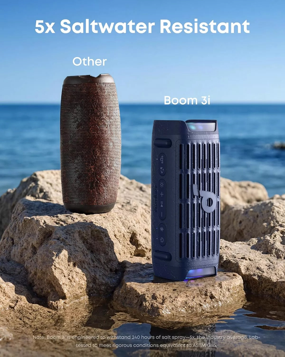 Anker SoundCore Boom 3i Portable Bluetooth Speaker, 50W, RGB, Waterproof, Blue D5100030