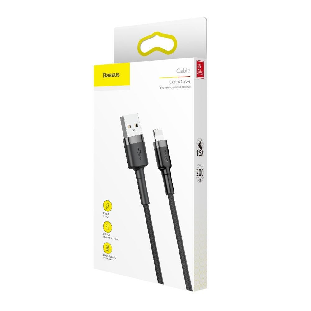 Baseus Cafule USB-A to Lightning Data and Charging Cable, 18W, 2m, Gray CALKLF-CG1