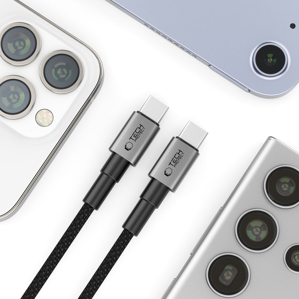 USB-C Data and Charging Cable - USB-C Tech-Protect Ultraboost DNA, 60W, 0.5m, Gray