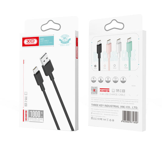 USB-A to USB-C Data and Charging Cable XO Design NB156, 60W, 1m, White