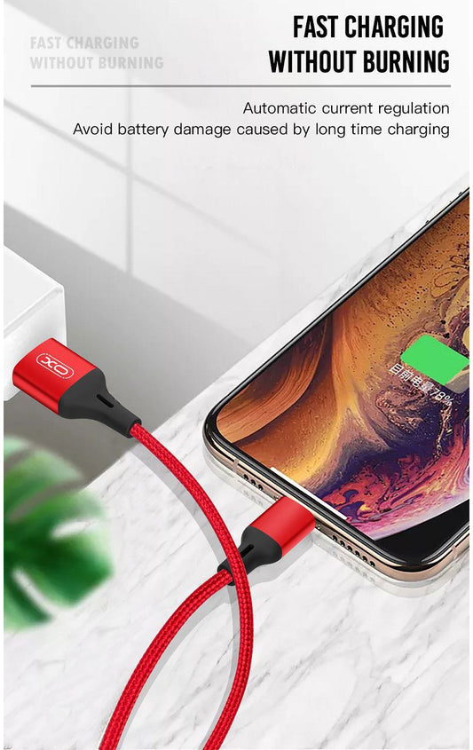 USB-A to microUSB Data and Charging Cable XO Design NB143, 18W, 1m, Red