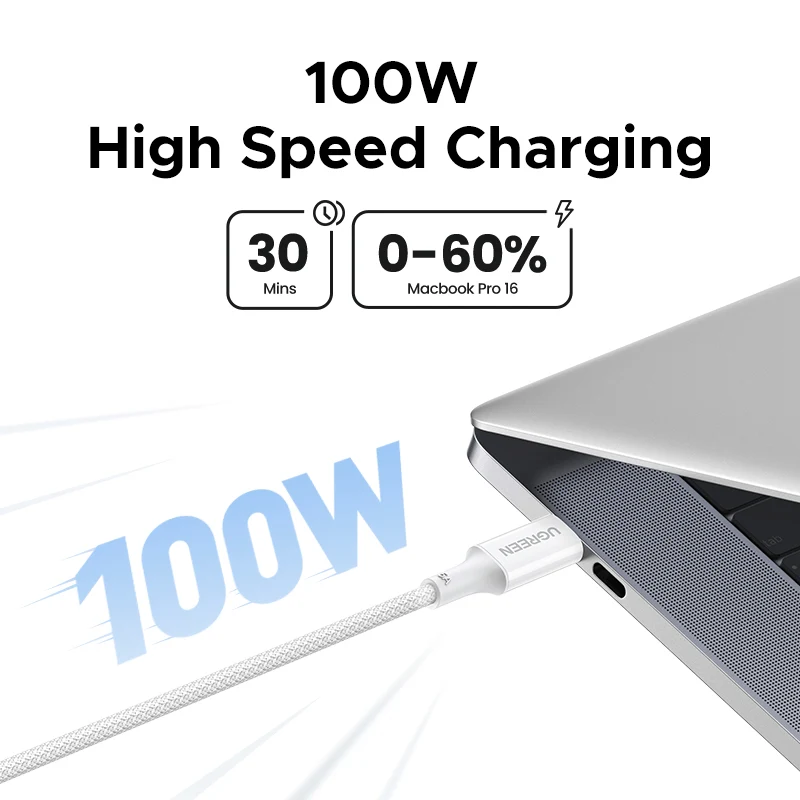 USB-C Data and Charging Cable - USB-C UGREEN L502 (35221), 100W, 2m, White