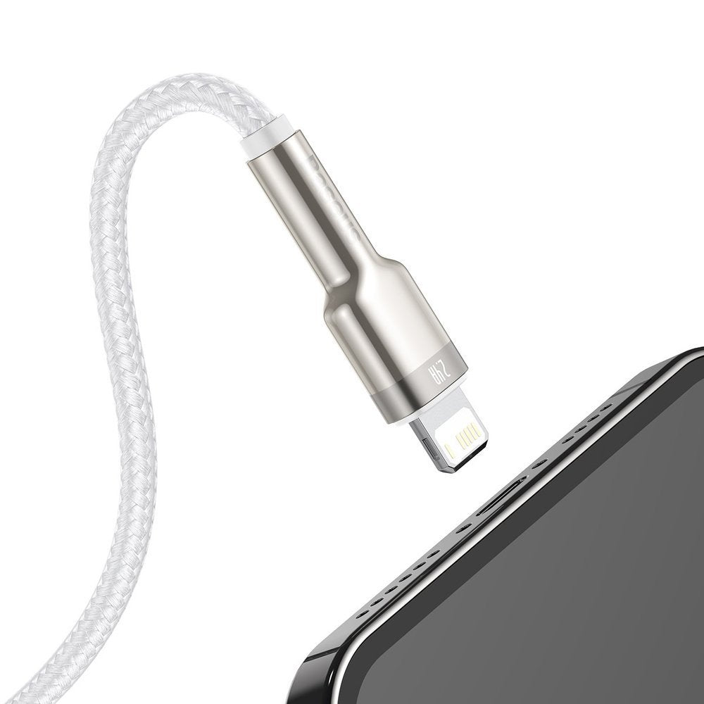 Data and Charging Cable USB-A - Lightning Baseus Cafule Metal Series, 18W, 1m, White CALJK-A02
