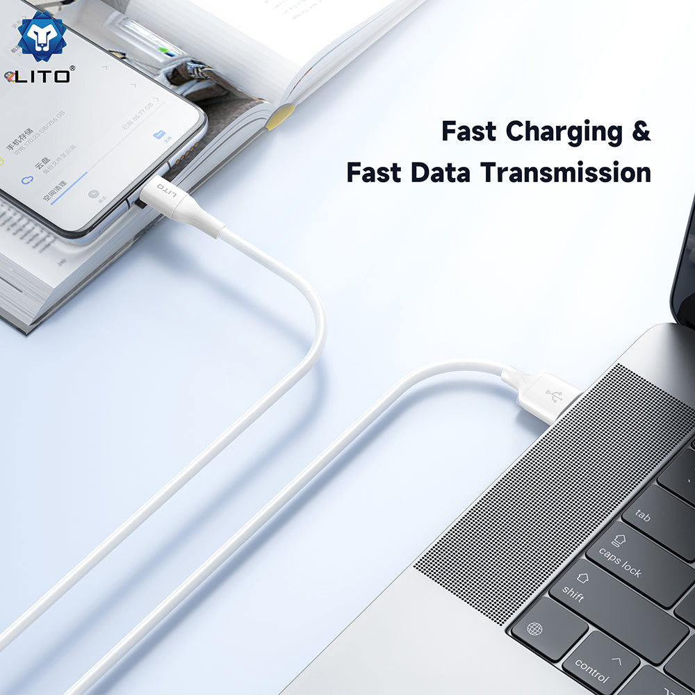 USB-A to USB-C Data and Charging Cable Lito LD06T, 18W, 1m, White