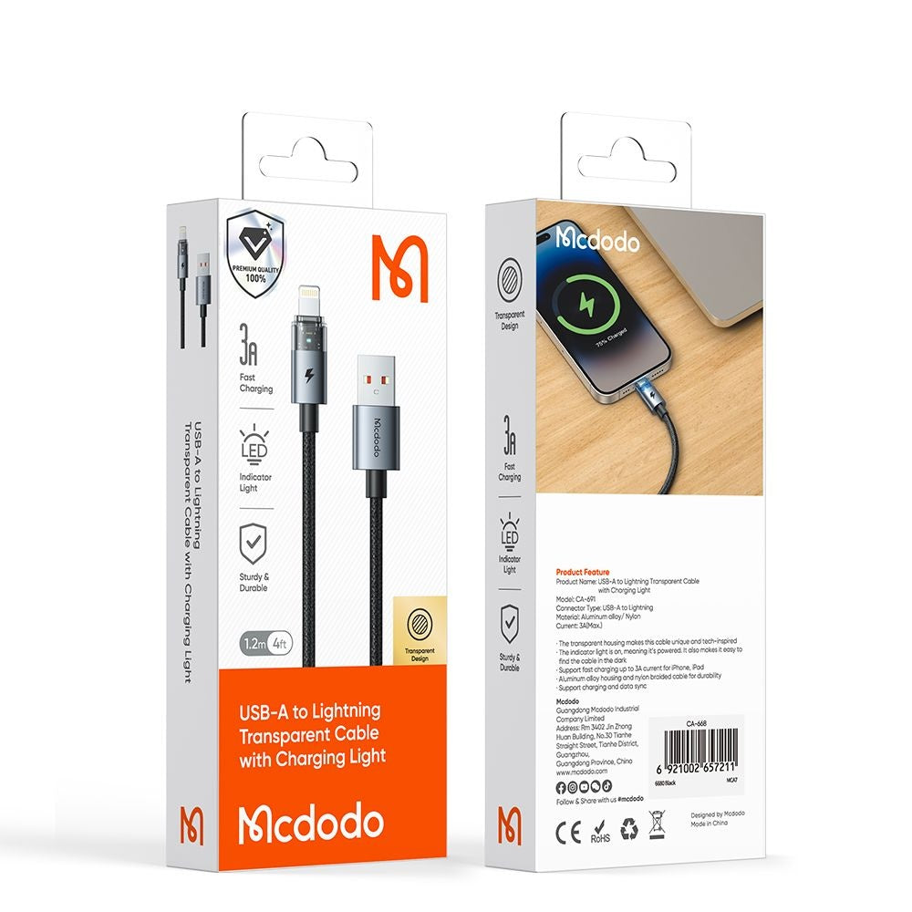 USB-C to Lightning Data and Charging Cable - McDodo CA-6941, 36W, 1.2m, Gold
