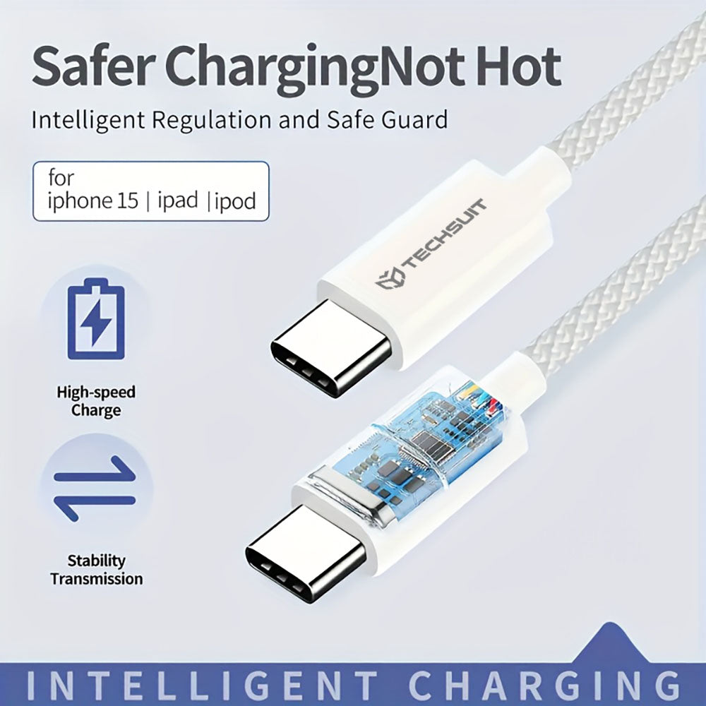 USB-C Data and Charging Cable - USB-C Techsuit PCB114D, 60W, 1m, Purple