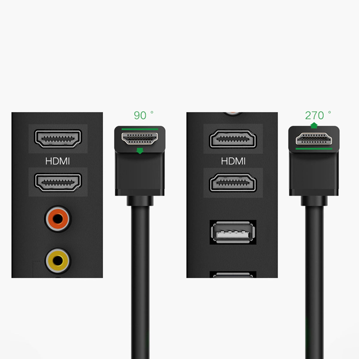 UGREEN Angled Video Cable, HDMI - HDMI, 4K, 2m, Black
