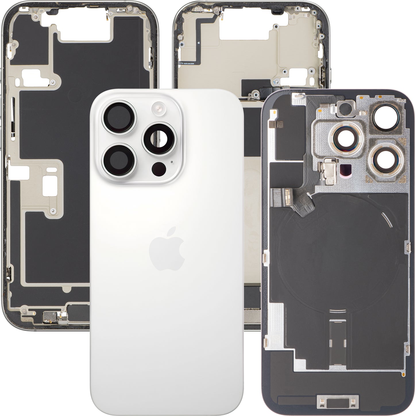 Apple iPhone 16 Pro Battery Cover, With Middle Frame, Full Parts, White (White Titanium), Swap