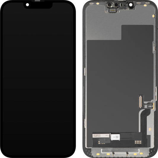 MP Touchscreen Display compatible with Apple iPhone 13, with Frame, Soft OLED FHD Diagnostic Version, Black