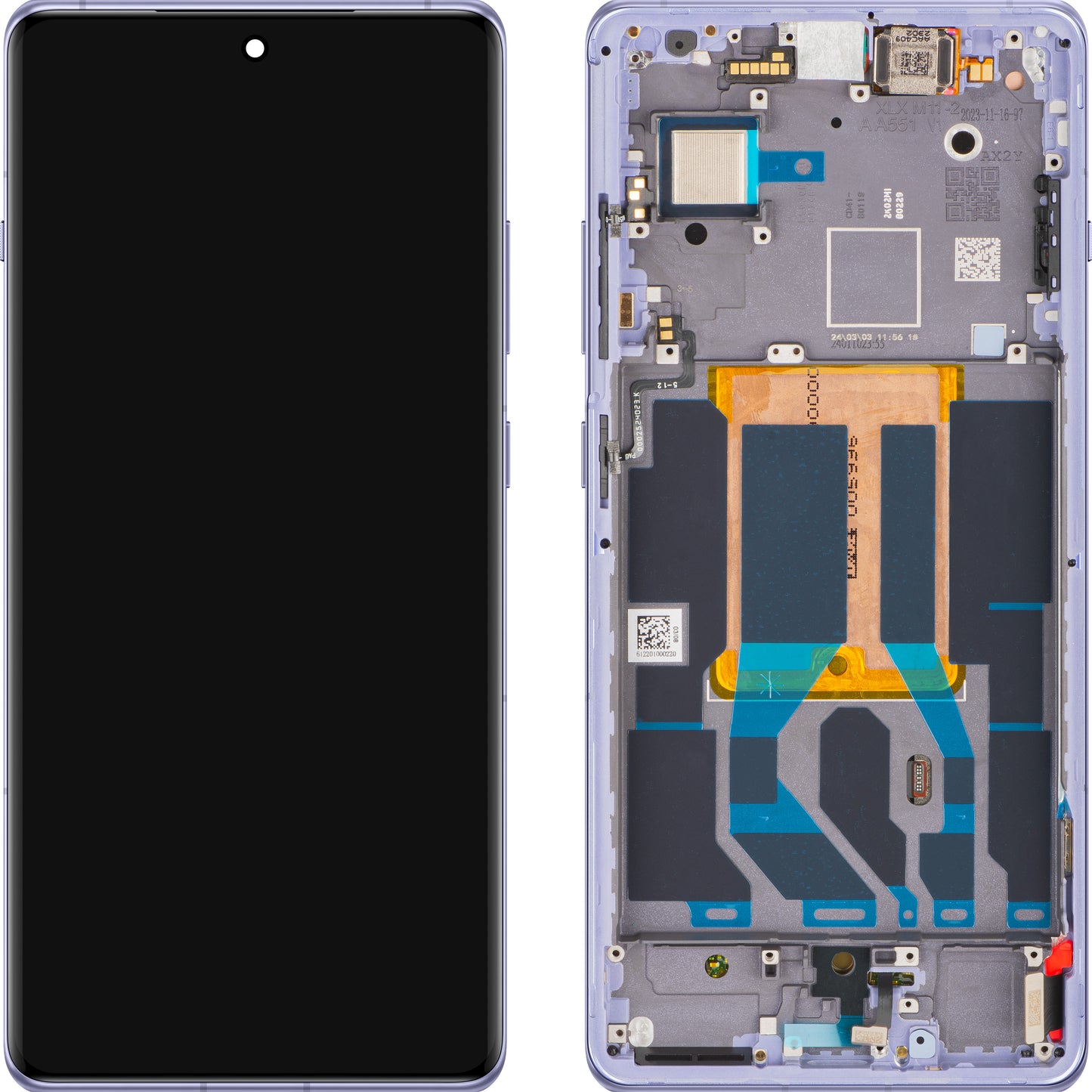 OnePlus 12R Display with Touchscreen, with Frame, Purple (Electric Violet), Service Pack 621029000159