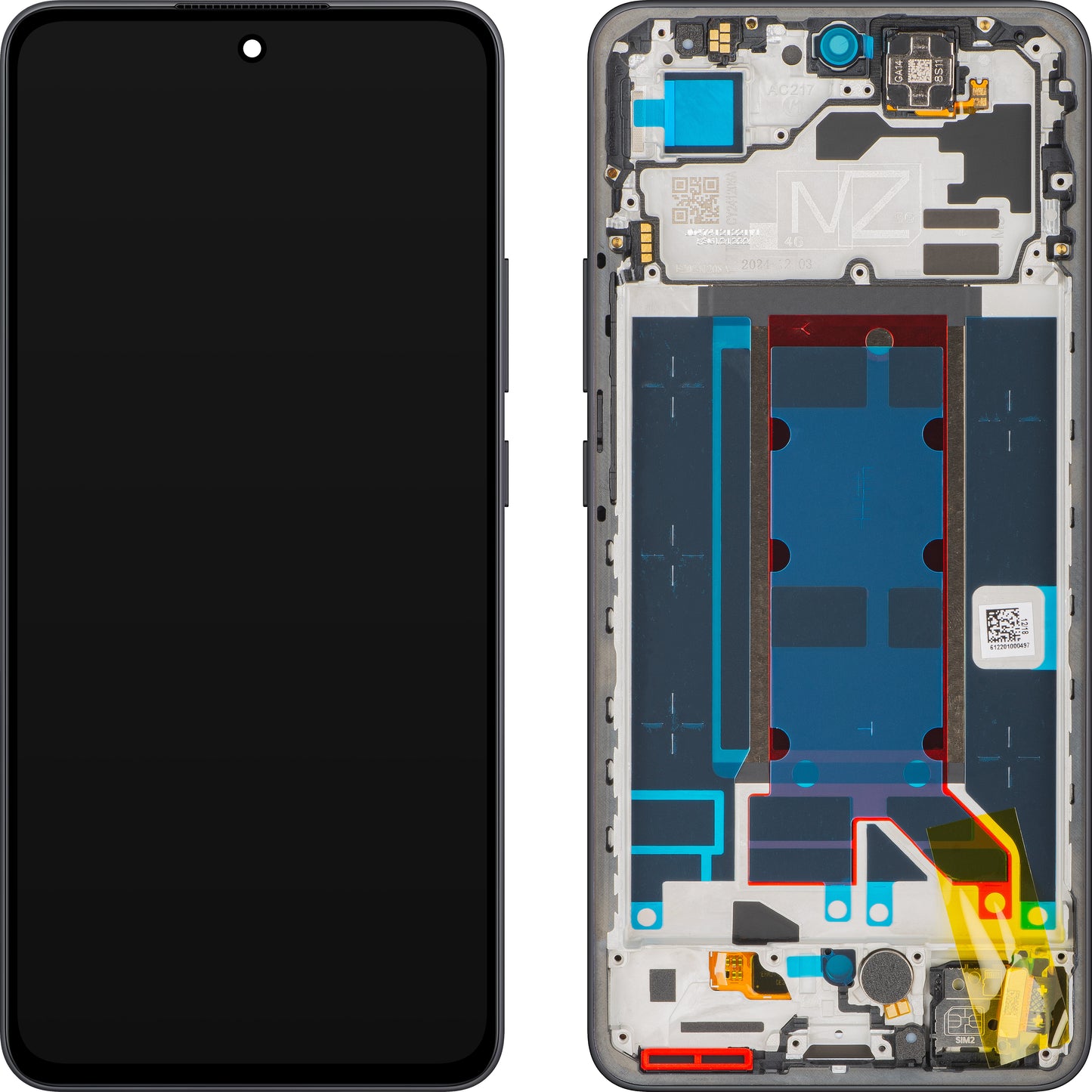 Oppo Reno13 FS 5G / Reno13 F Display with Touchscreen, with Frame, Graphite Grey, Service Pack 621029000449