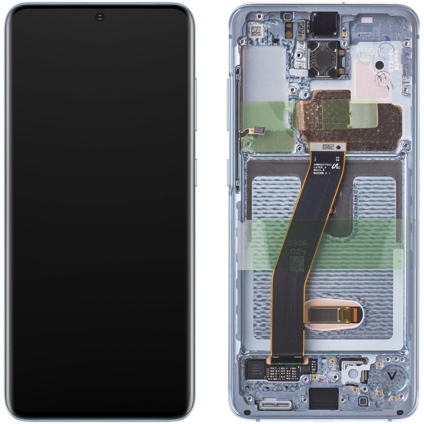 Samsung Galaxy S20 5G G981 / S20 G980 Display with Touchscreen, with Frame, Blue, Service Pack GH82-22131D
