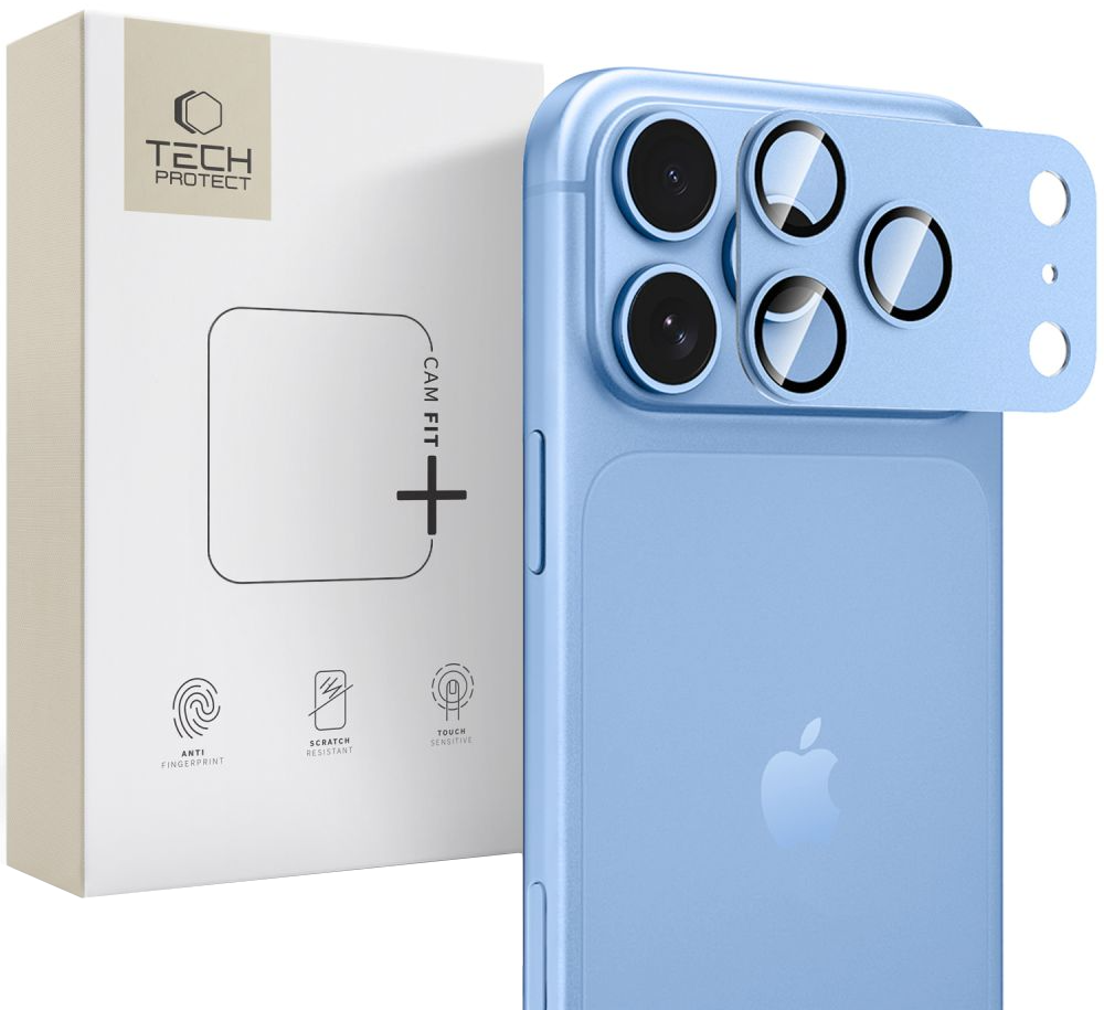 Tech-Protect CamFull Fit+ Rear Camera Protector for Apple iPhone 18 Pro Max, Tempered Glass, Blue