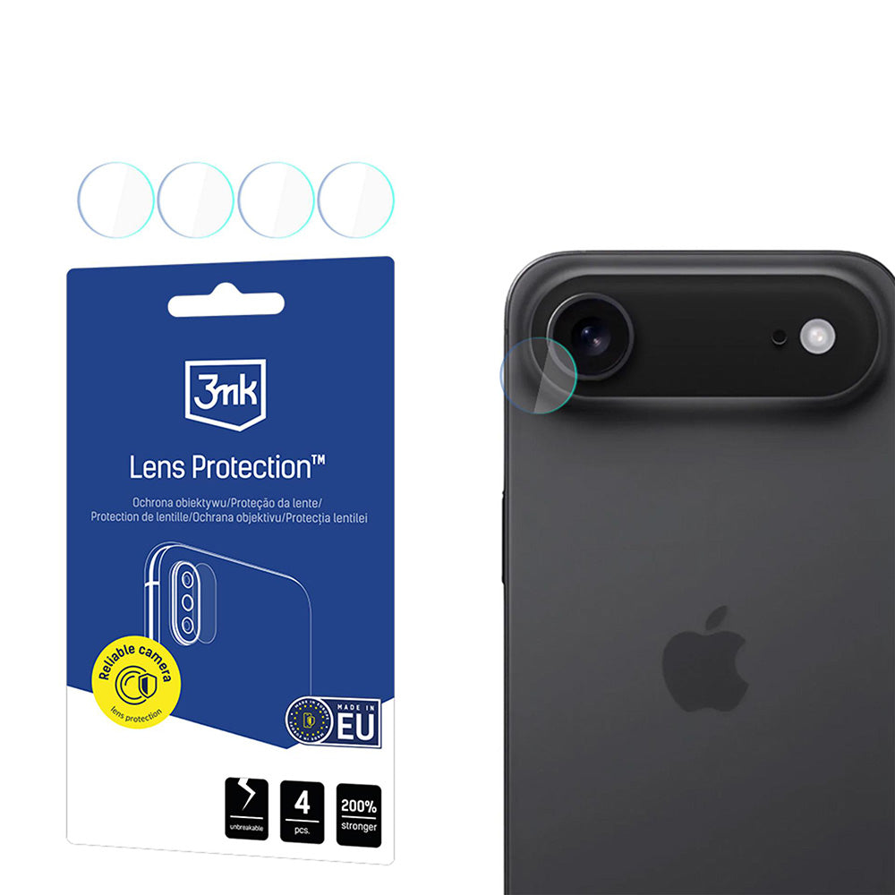 Back Camera Protection Film 3MK Protection for Apple iPhone 17 Air, Flexible Glass, Set of 4 pieces, Transparent