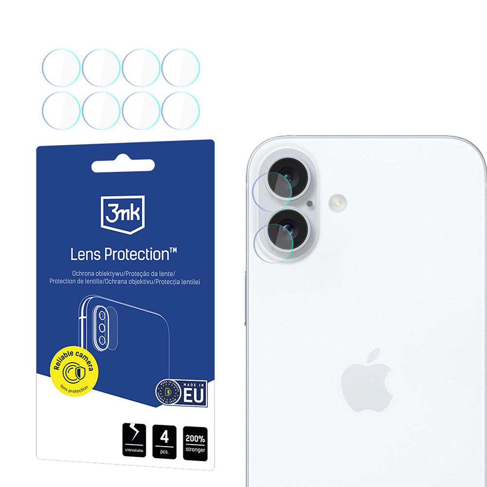 Back Camera Protection Film 3MK Protection for Apple iPhone 17, Flexible Glass, Set of 4 pieces, Transparent