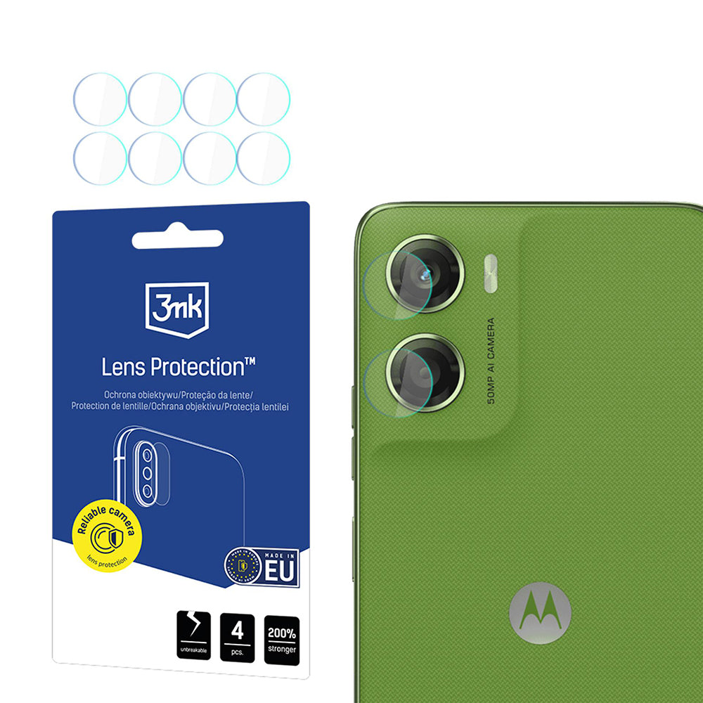 Rear Camera Protection Film 3MK Protection for Motorola Moto G06, Tempered Glass, Set of 4 pieces, Transparent