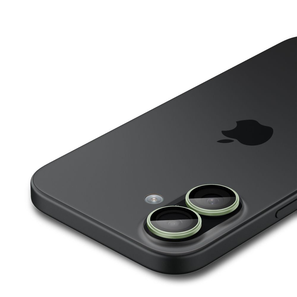 Spigen GlastR EZ FIT Optik Pro Rear Camera Protector for Apple iPhone 17 / 16 Plus / 16, Tempered Glass, Set of 2 Pieces, Green AGL10128