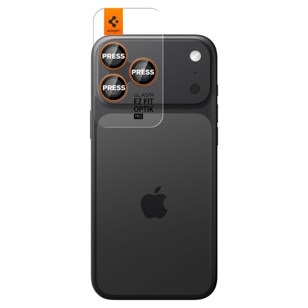 Spigen GlastR EZ FIT Optik Pro Rear Camera Protector for Apple iPhone 17 Pro Max / 17 Pro, Tempered Glass, Set of 2 pieces, Orange