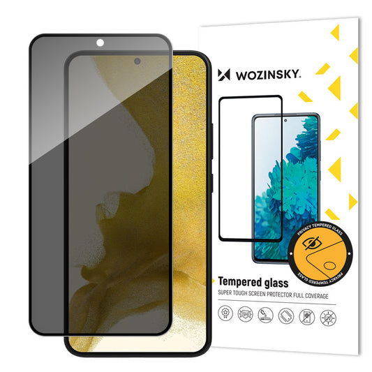 Screen Privacy WZK AntiSpy Screen Protector for Samsung Galaxy S22 5G S901, Glass Shield, Full Glue