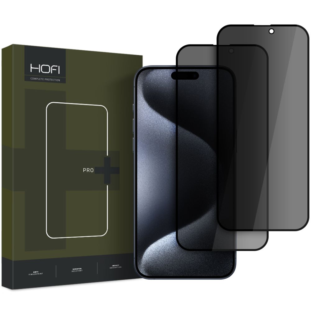 Privacy Screen Protector HOFI Glass PRO+ for Apple iPhone 16 Pro, Tempered Glass, Full Glue, Set of 2 pieces, 2.5D