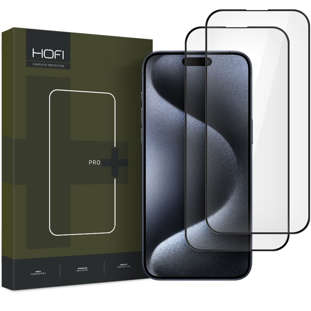 HOFI Glass PRO+ Screen Protector for Apple iPhone 16 Pro, Tempered Glass, Full Glue, 2 Pieces Set, 2.5D, Black