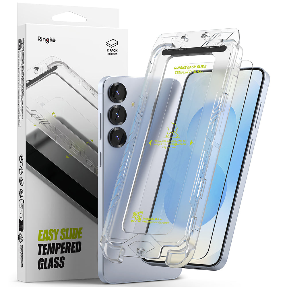 Ringke Easy Slide Screen Protector for Samsung Galaxy S25+ S936, Tempered Glass, Full Glue, Set of 2 Pieces
