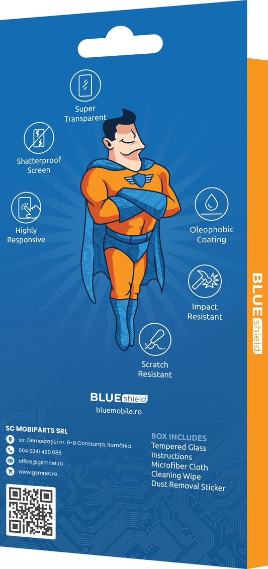 Blue Shield Screen Protector for Honor Magic7 Pro, Tempered Glass, Full Glue, Case Friendly, Black