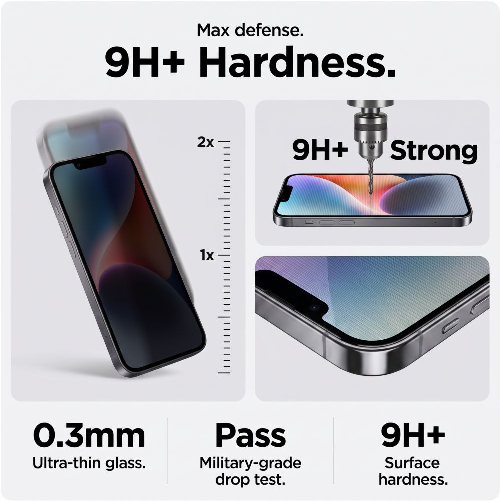 Privacy Screen Protector Tech-Protect OneTouch for Apple iPhone 18 Pro Max, Tempered Glass, Full Glue, Set of 2 pieces