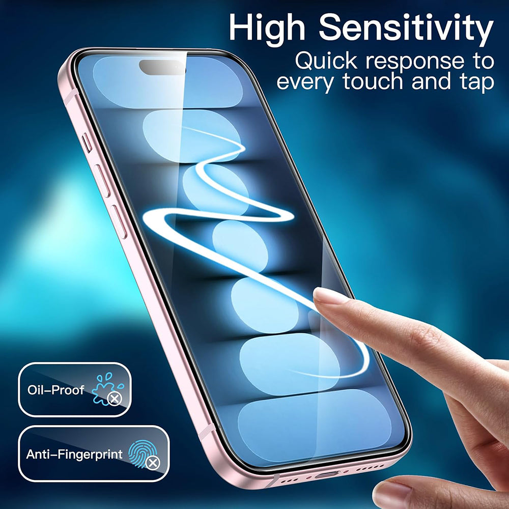 Anank 1X Reinforced Screen Protector for Apple iPhone 16, Tempered Glass, Full Glue, 3D, Set of 10 pieces