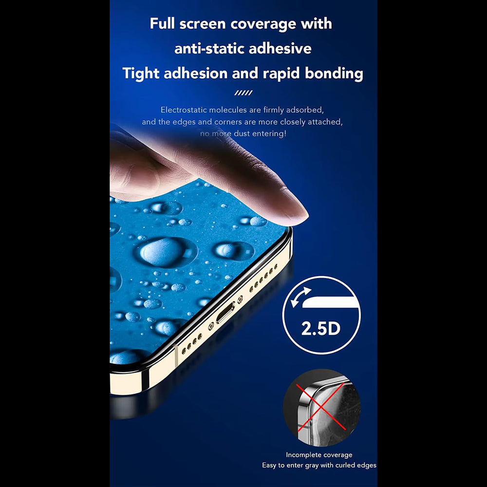 Anank Screen Protector for Apple iPhone 17 Pro, Tempered Glass, Full Glue, 2.5D, Black