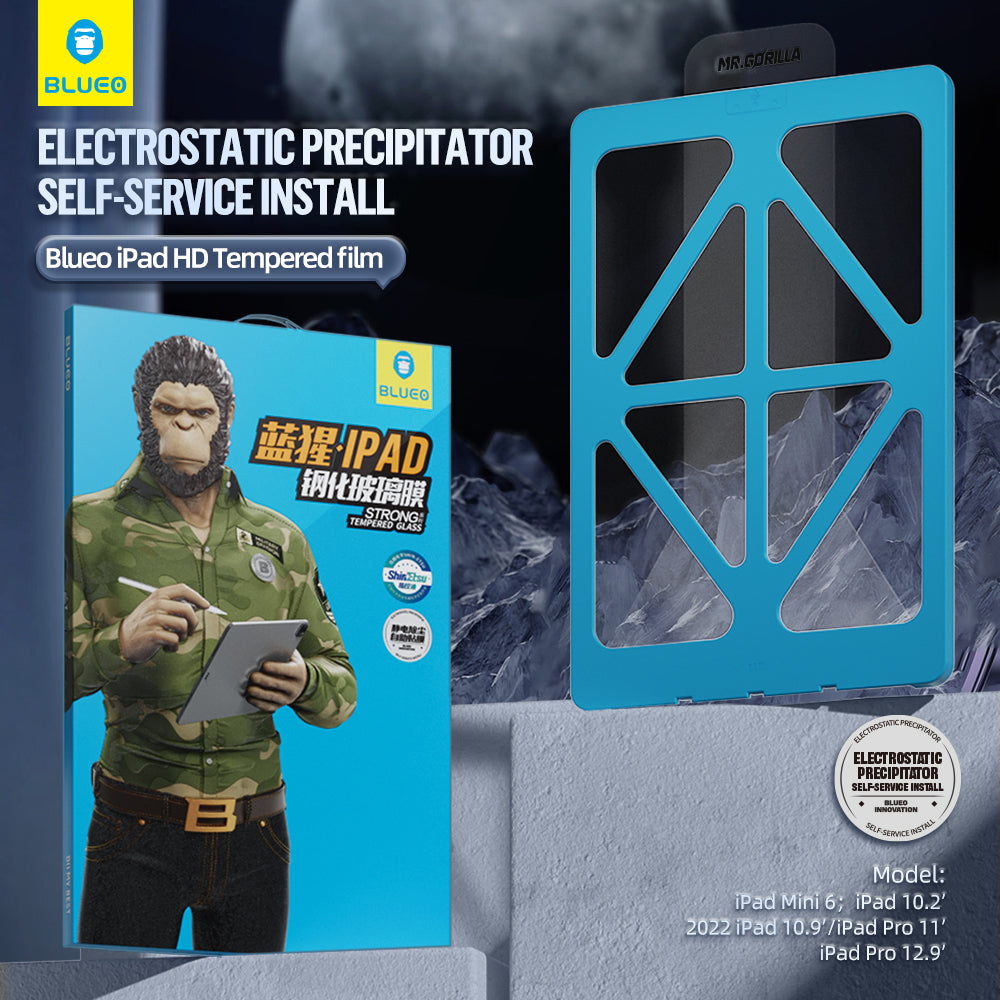 Blueo HD Applicator Pro Screen Protector for Apple iPad Air 13 (2024), Tempered Glass, Full Glue