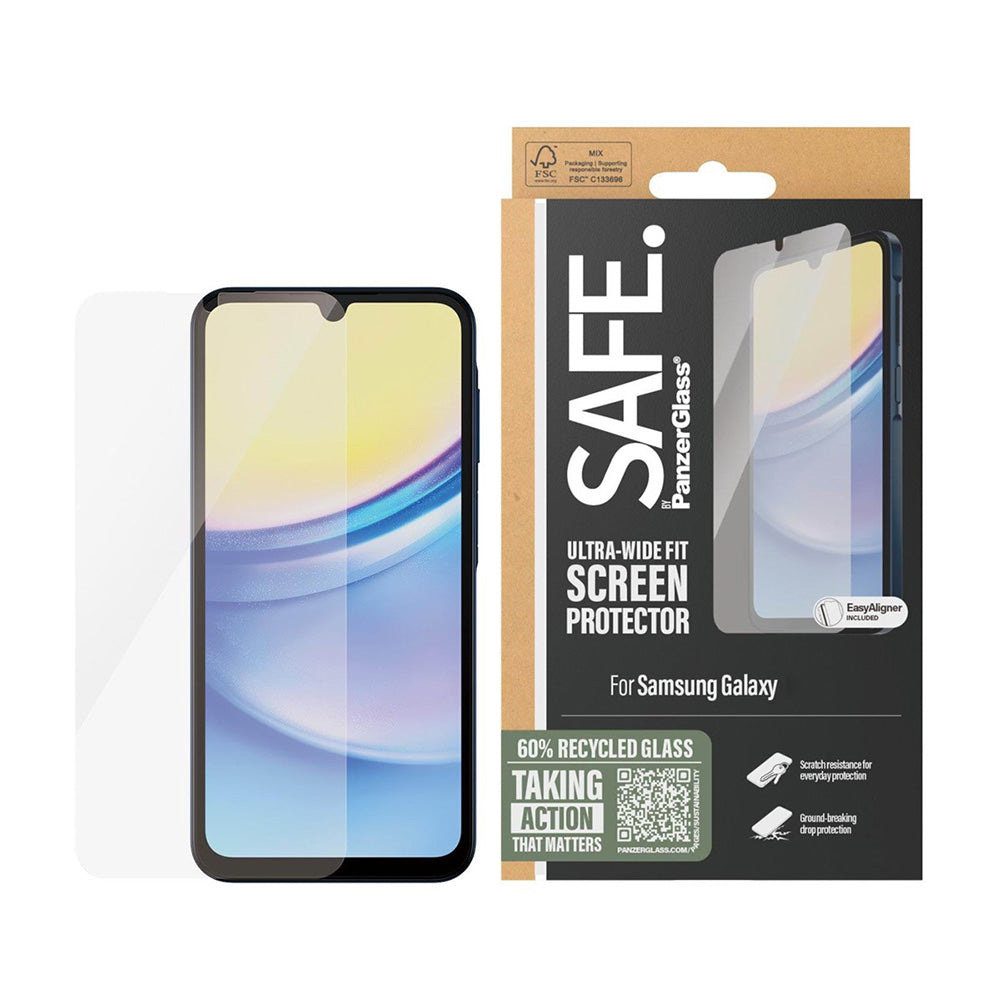 PanzerGlass Safe Screen Protector. Ultra-Wide Fit for Samsung Galaxy A17 4G / A17 5G, Tempered Glass, Full Glue