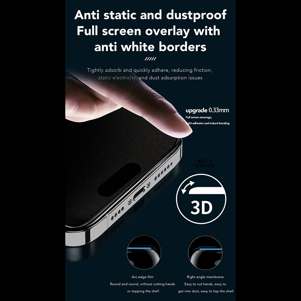 Anank 1X Reinforced 360 Privacy Screen Protector for Apple iPhone 16 Pro, Tempered Glass, Full Glue, 2.5D