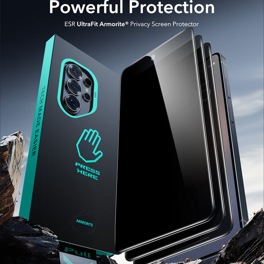 Privacy Screen Protector ESR Armorite for Samsung Galaxy S26 Ultra, Tempered Glass, Full Glue